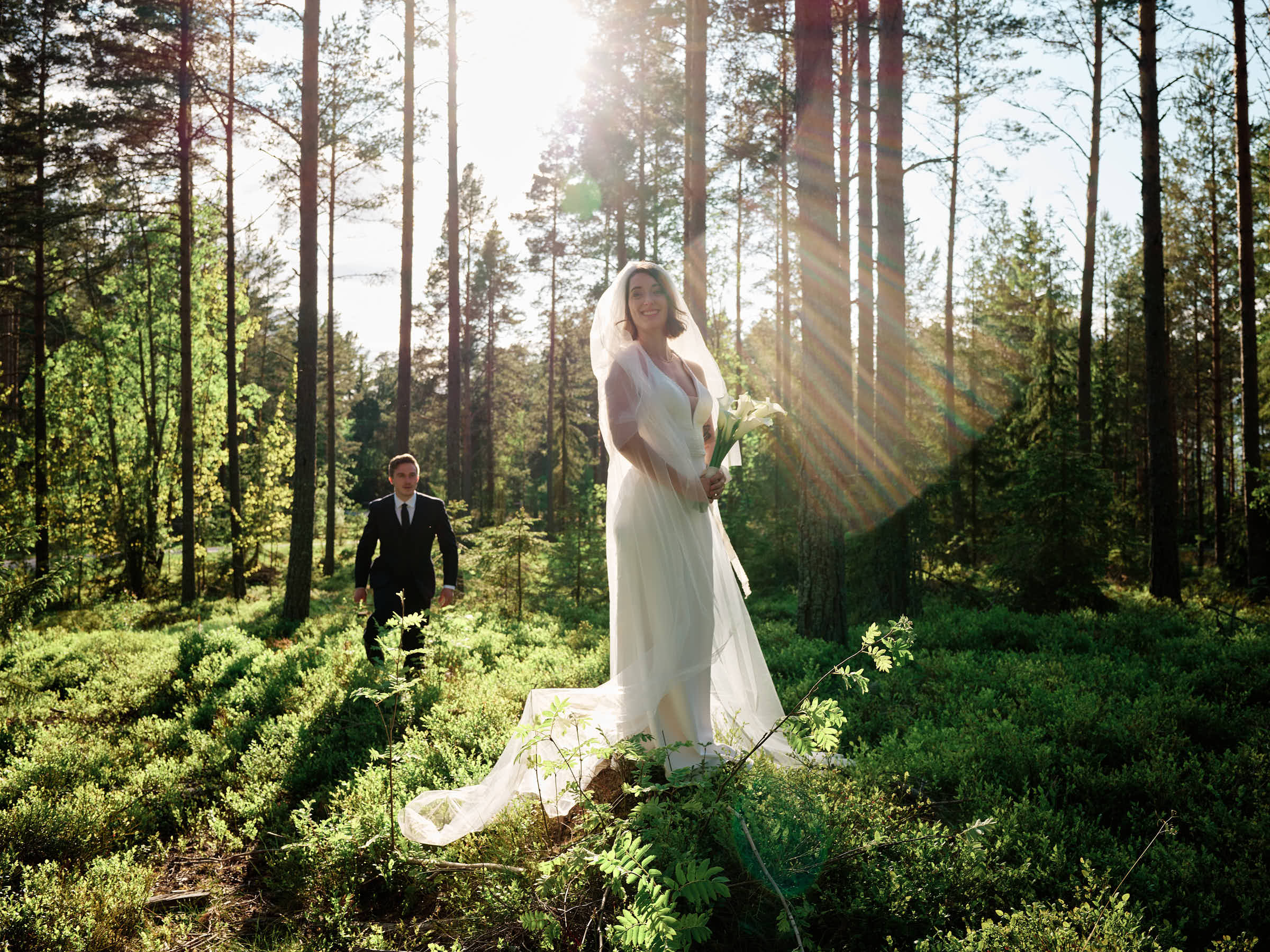 Swedish Baltic coastline with vintage car and couple
