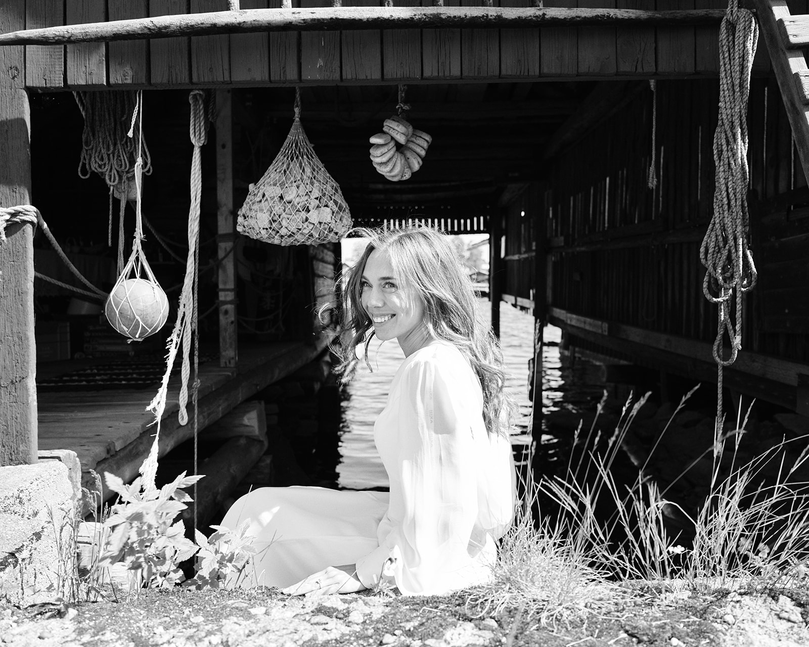 The dock and boathouse on the Baltic coast
