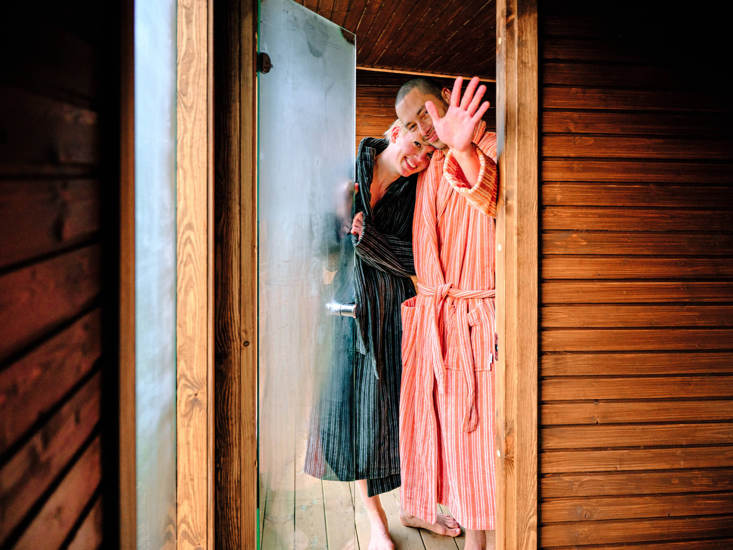 Wood-fired sauna amongst the pines at Hop Farm Beach, Swedish Baltic coast