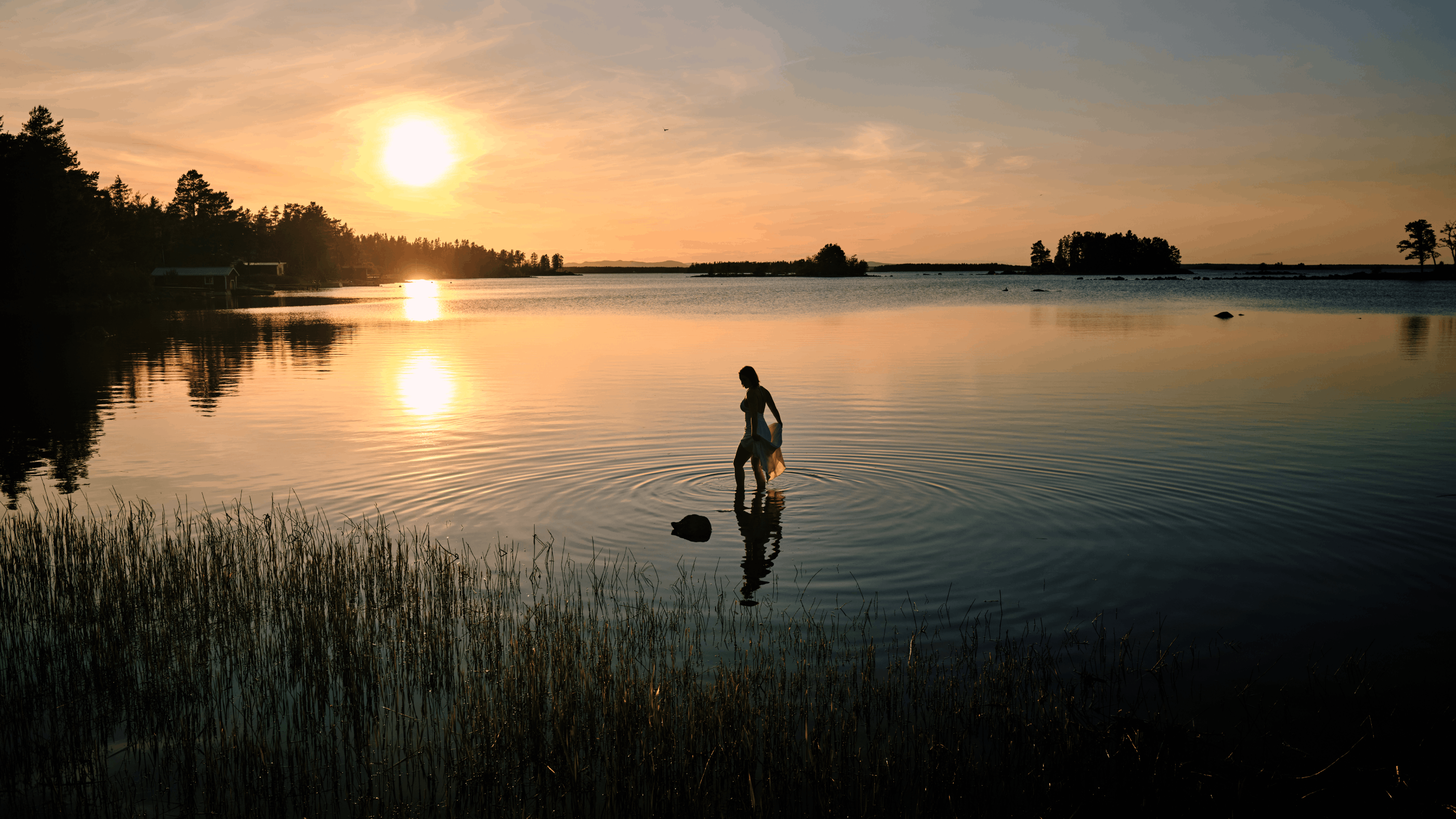 The dock at Hop Farm Beach at the end of a long summer day, Baltic coast