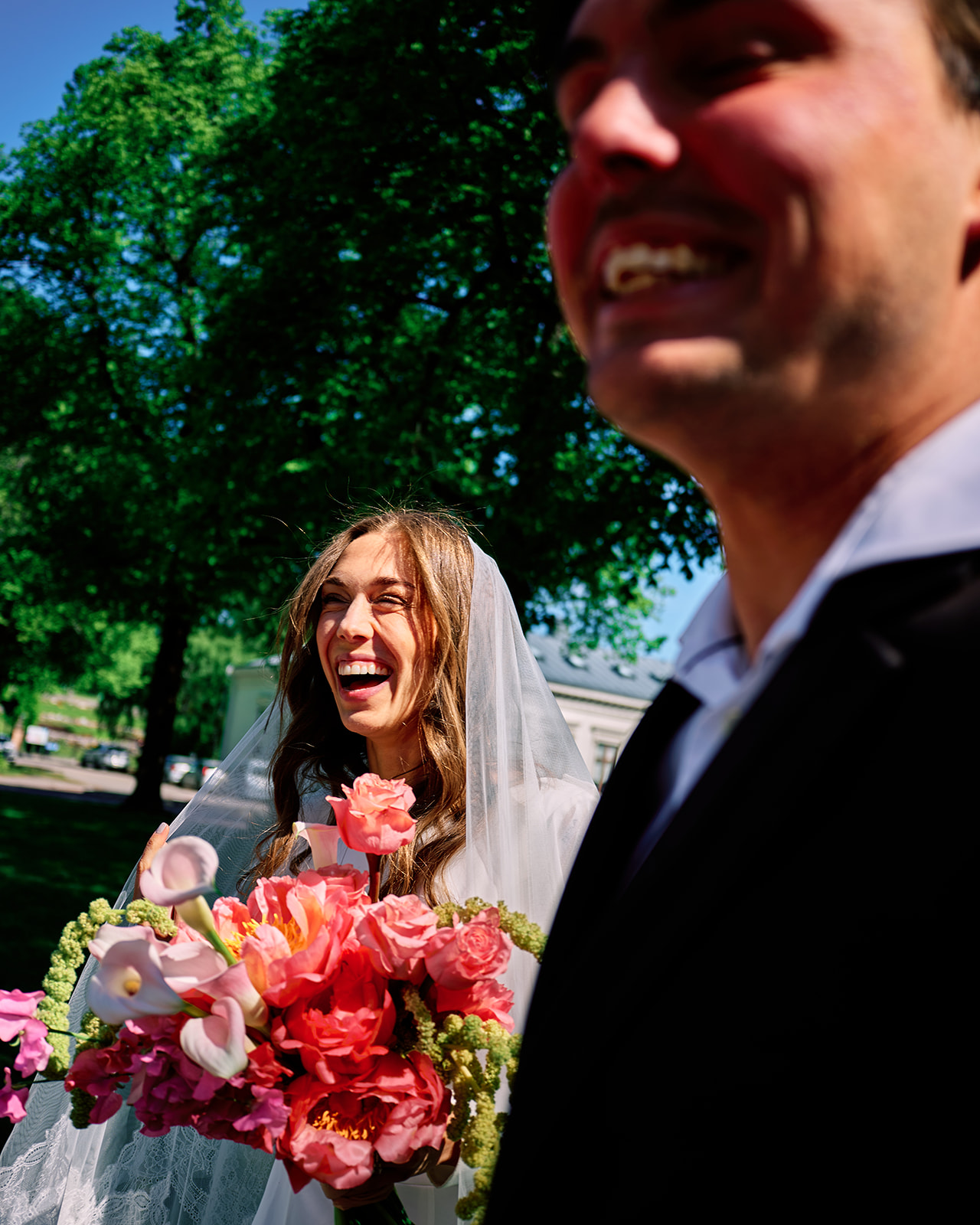 Bride in Scandinavian landscape during intimate elopement session