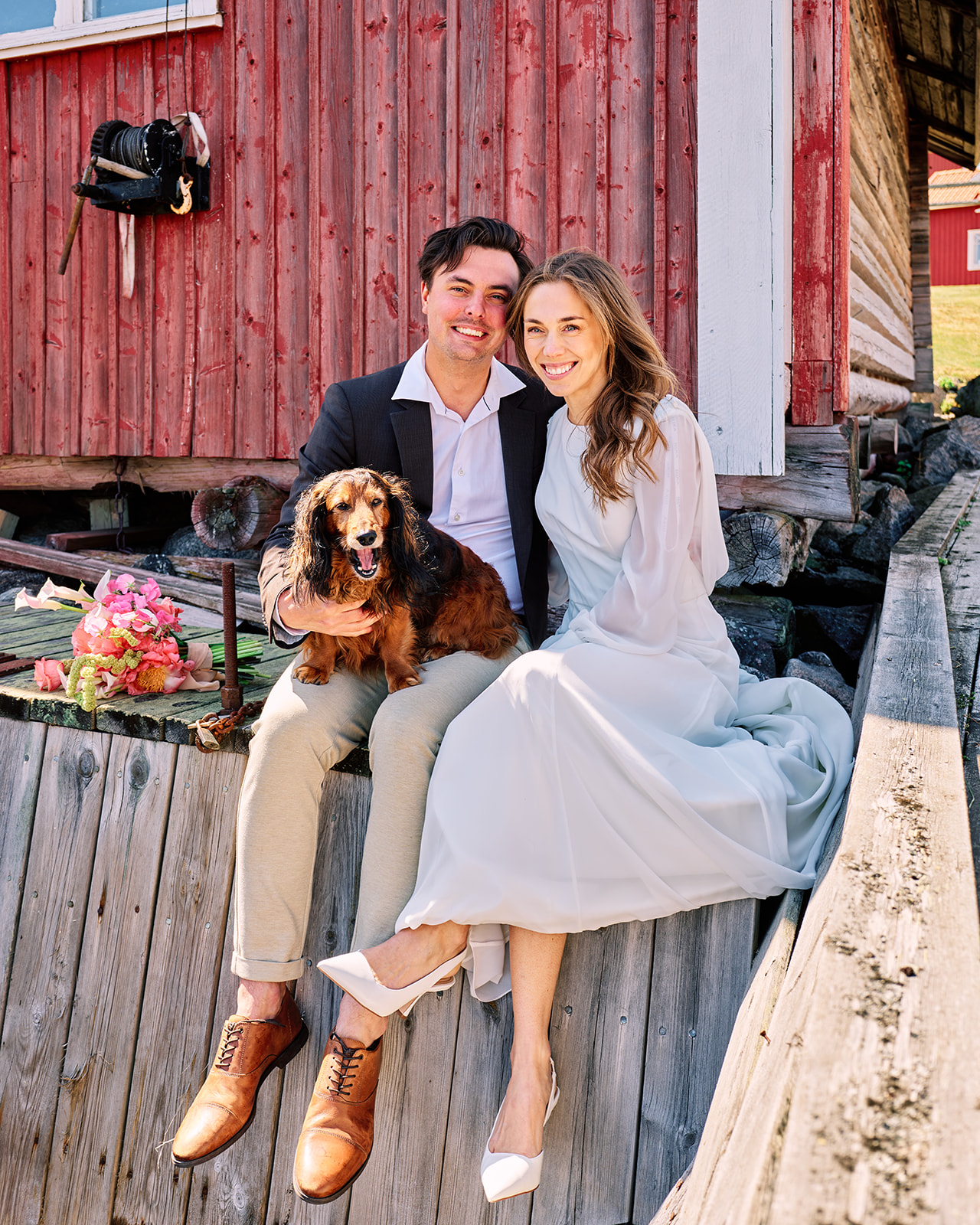 Elopement couple in nature on Sweden's Baltic coast